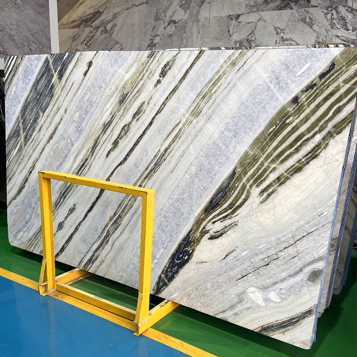 Blue Gold Sand marble slab photos for house decoration, floor tiles, wall panels, luxury store decoration, finish samples, cut-to-size drawings and crate packing.