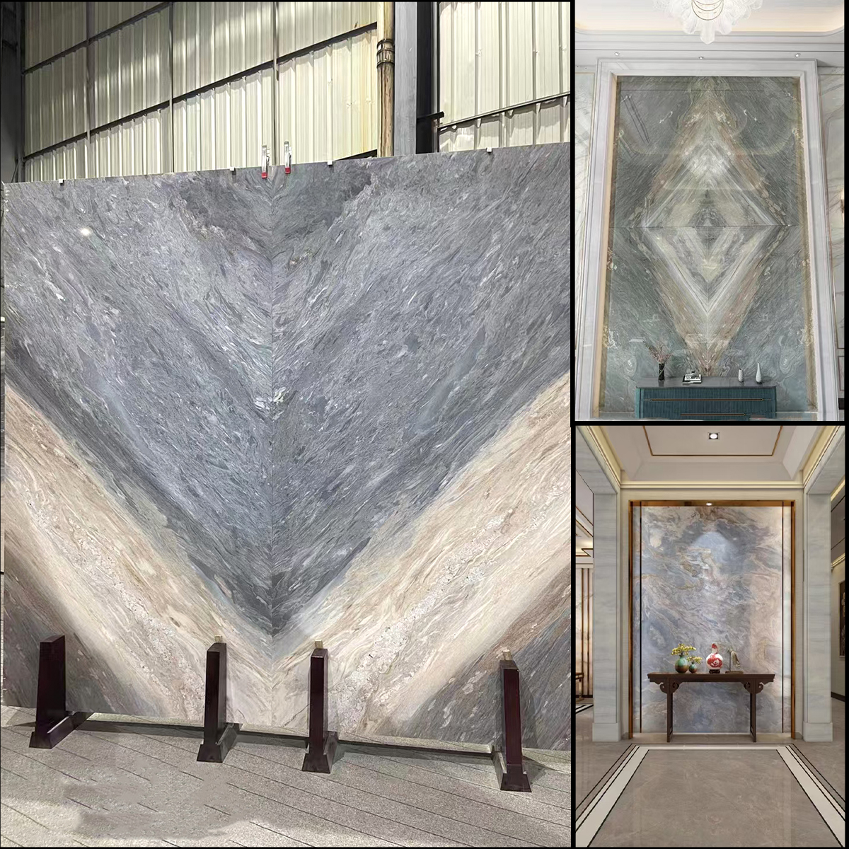 Blue Gold Sand marble slab photos for house decoration, floor tiles, wall panels, luxury store decoration, finish samples, cut-to-size drawings and crate packing.