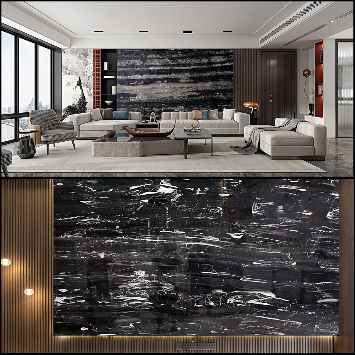 Black Sliver Marble