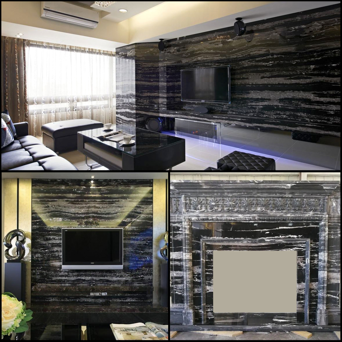 Black Sliver Marble