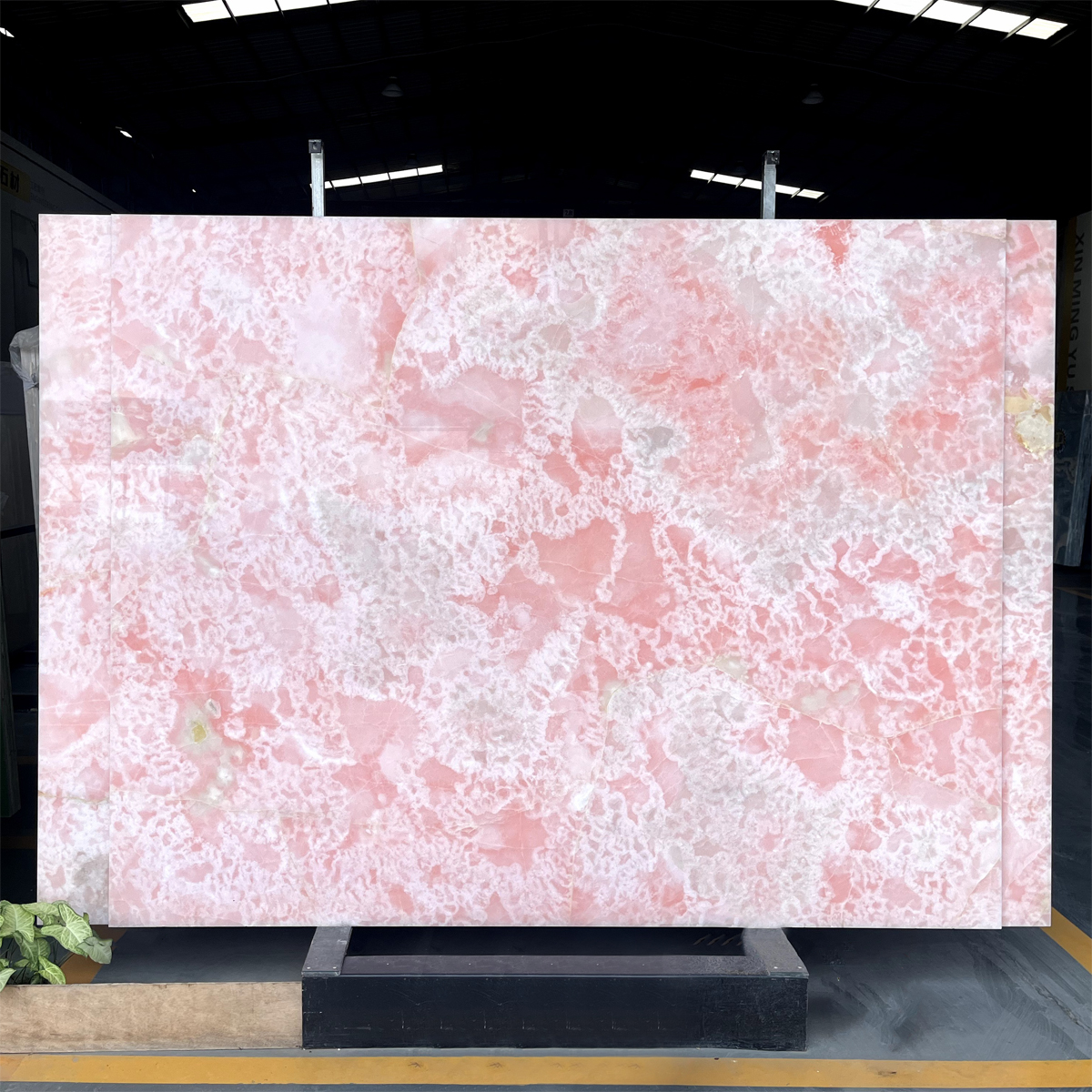 Pink Onyx slab for wall, vanity and stair