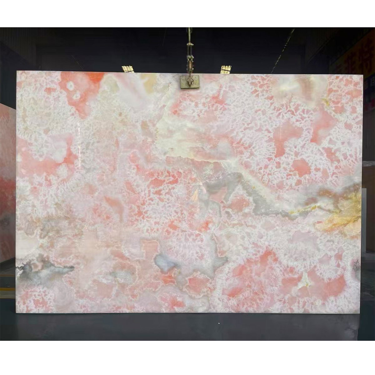 Pink Onyx slab for wall, vanity and stair