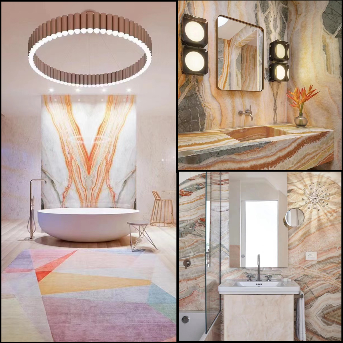 Rainbow Onyx slab for wall, tile and vanity