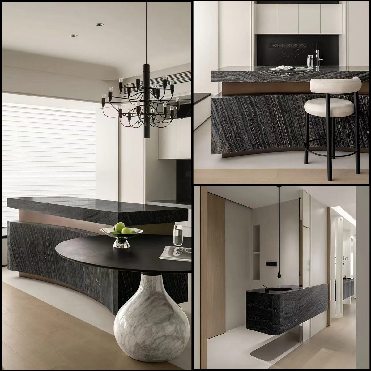 Black Woodgrain Marble