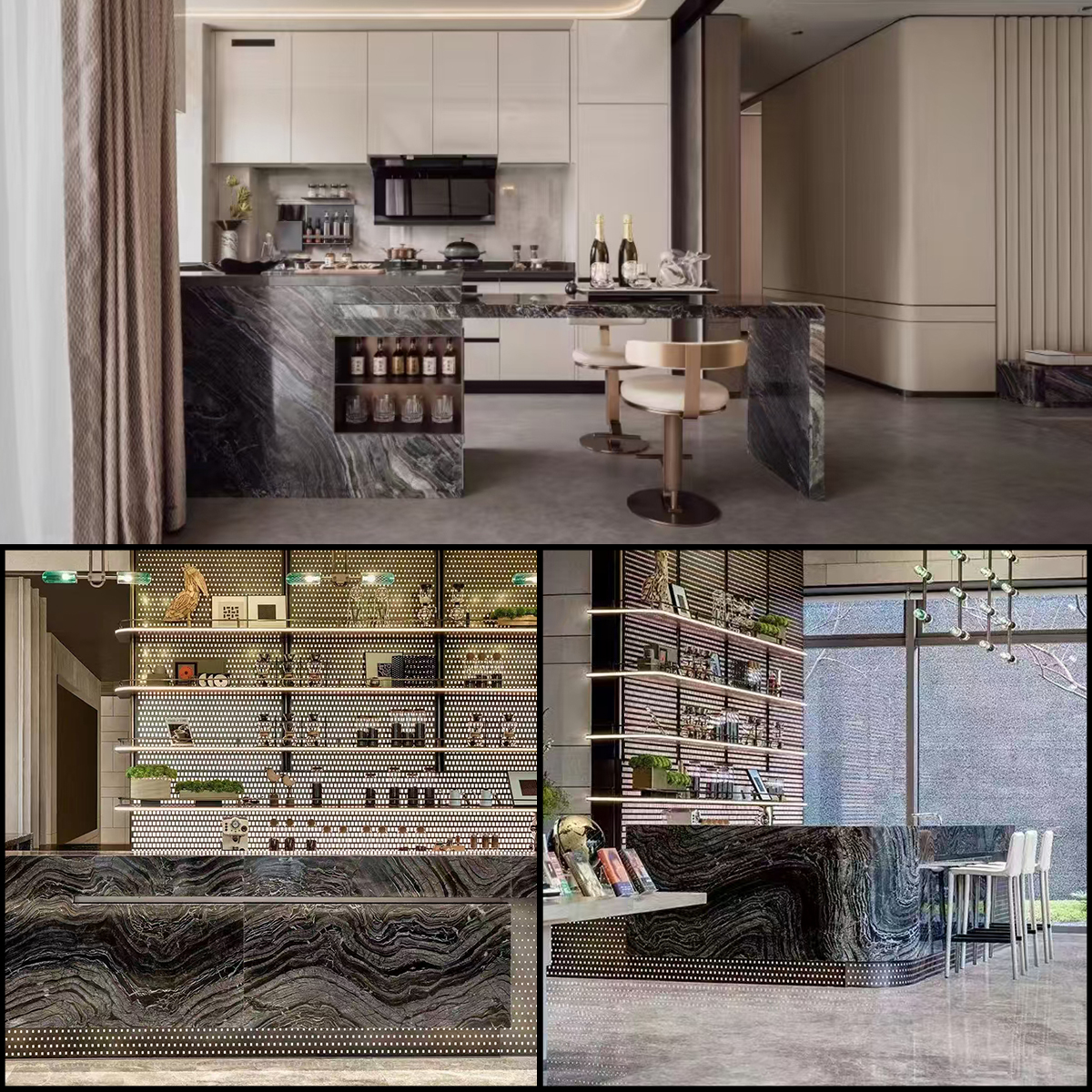 Black Woodgrain Marble
