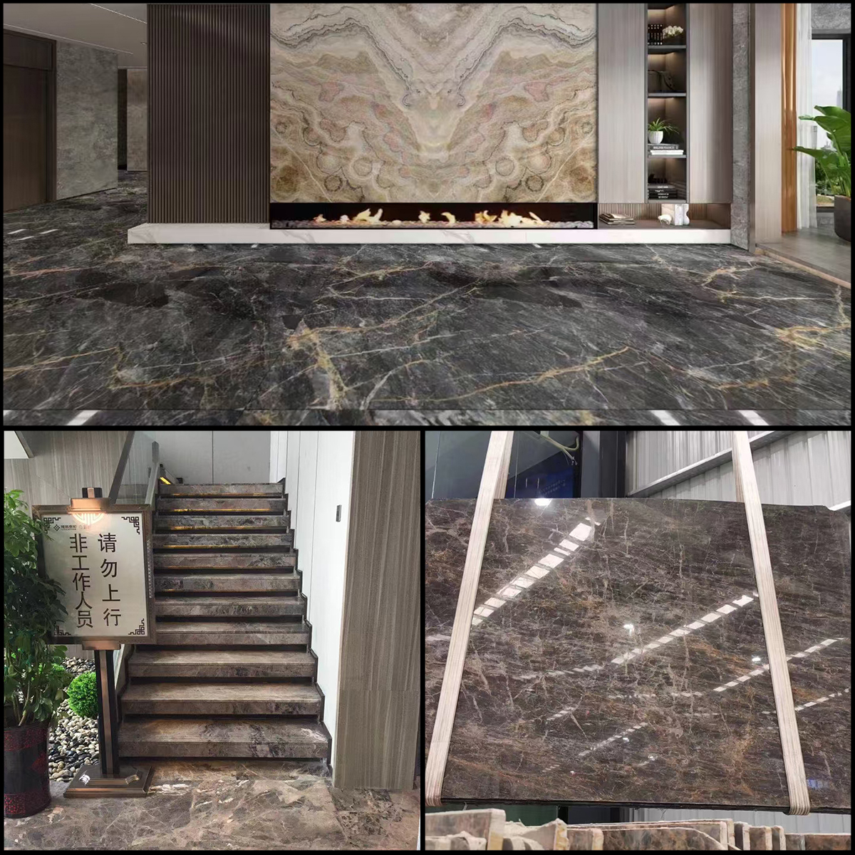 Black Blue Veins Marble