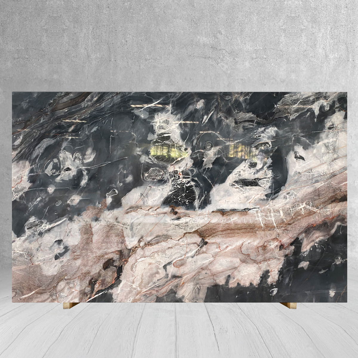 Luxury Black Rose Gold Marble Slab For Kitchen Countertop Fl