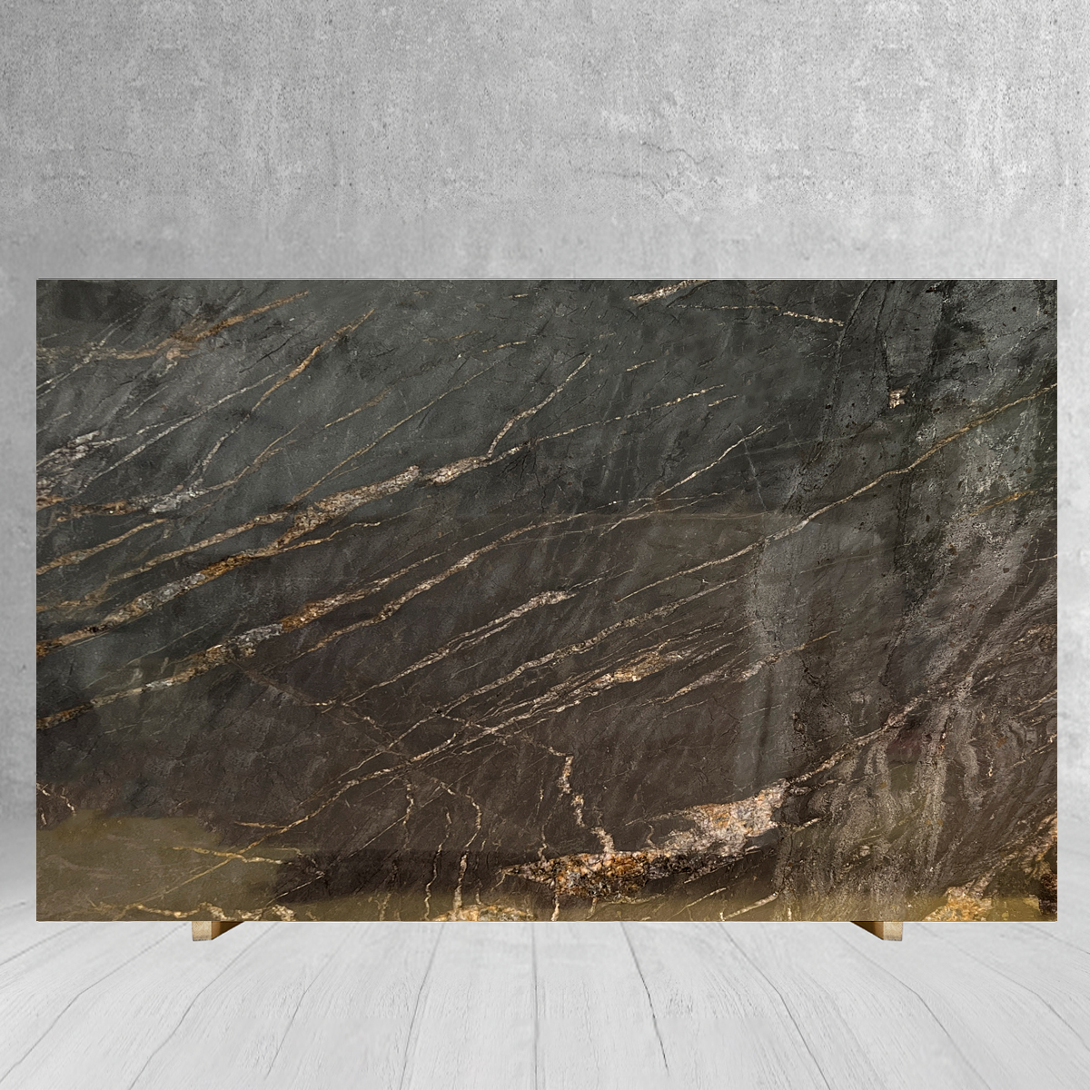 Wholesales Natural Brazilian Black Golden Flower Marble For 