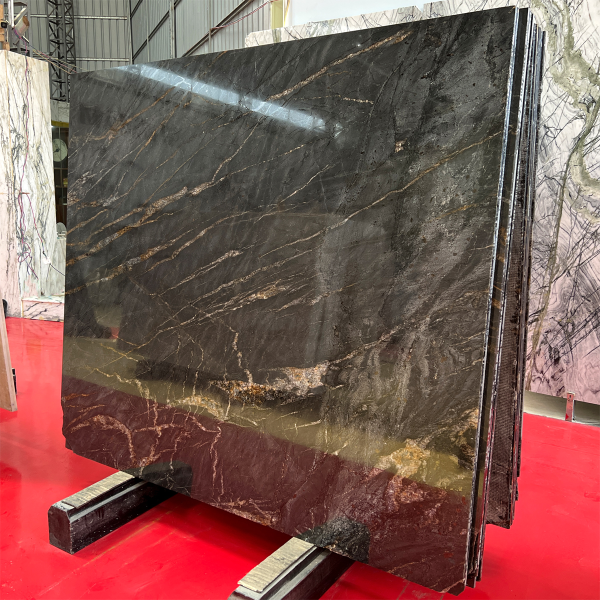Brazilian Black Golden Flower Marble