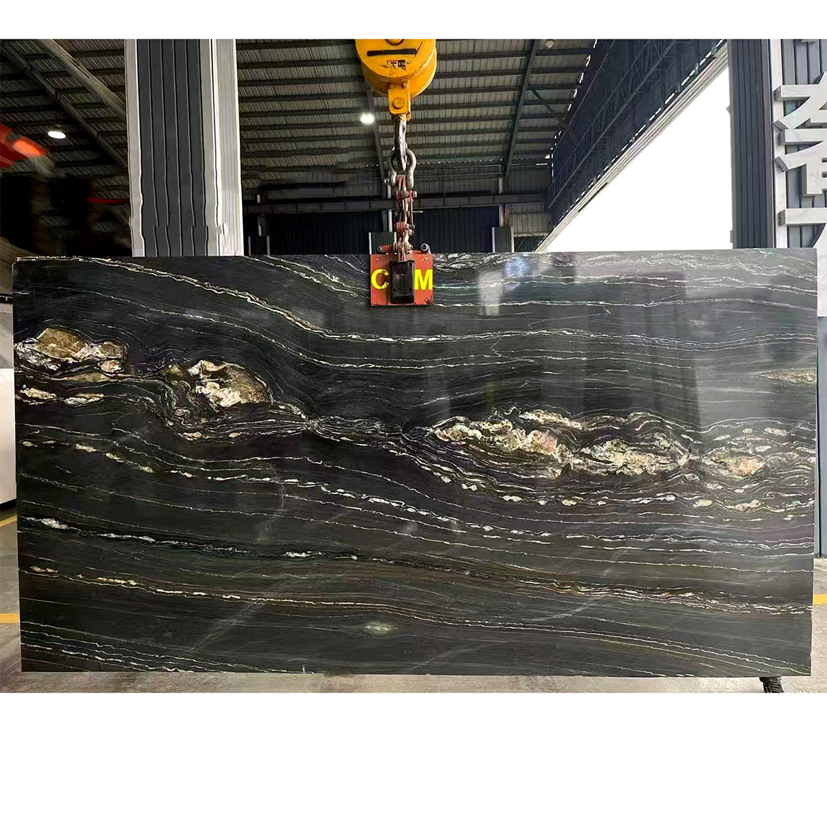 Brazilian Black Golden Flower Marble