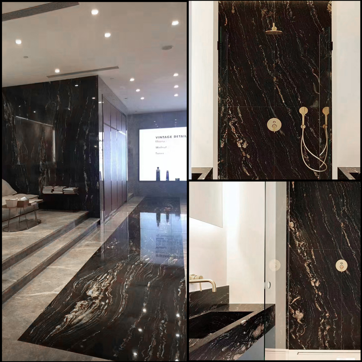 Brazilian Black Golden Flower Marble