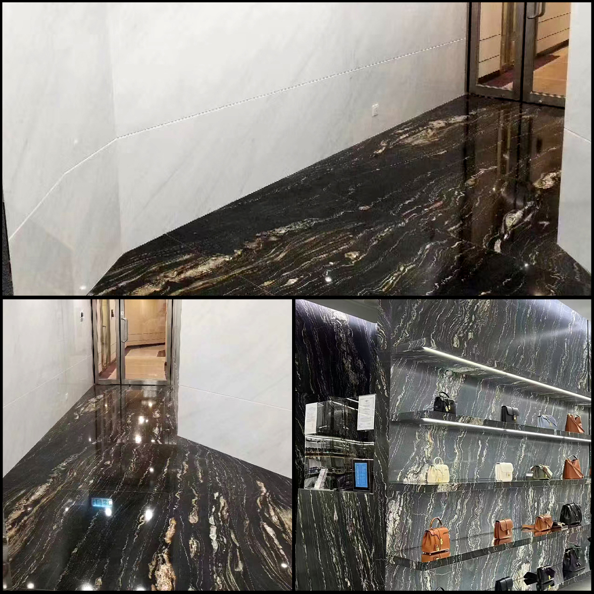 Brazilian Black Golden Flower Marble