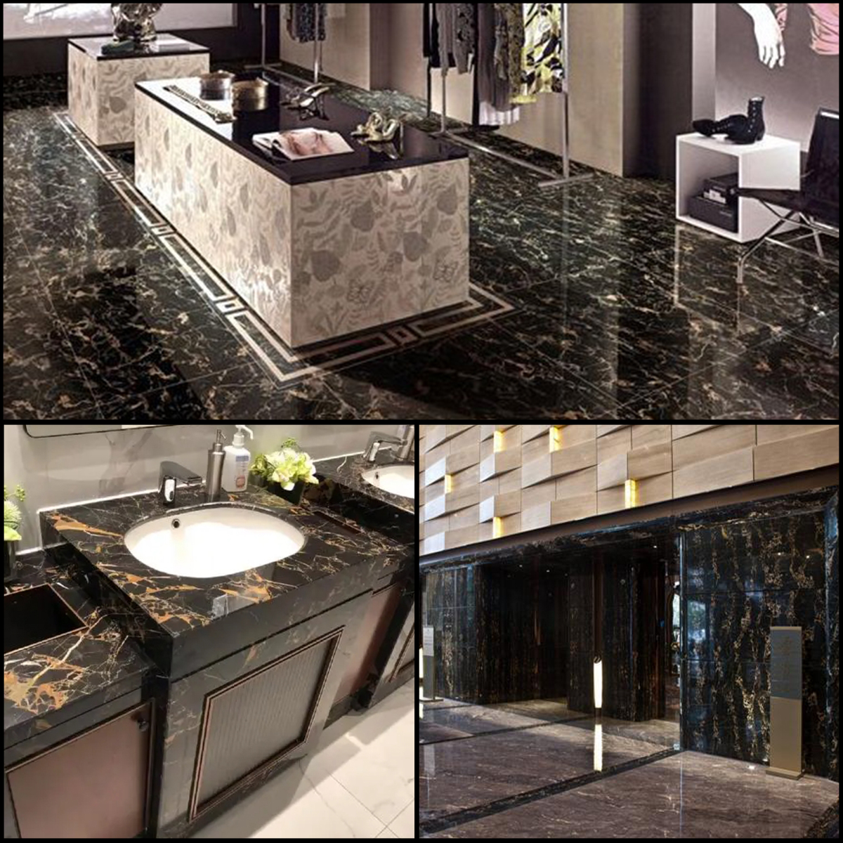 Athens Black Golden Flower Marble