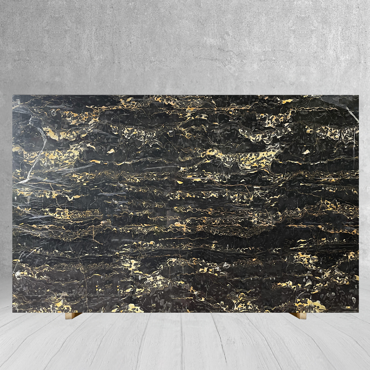 Natural Athens Black Golden Flower Marble Slab For Kitchen C
