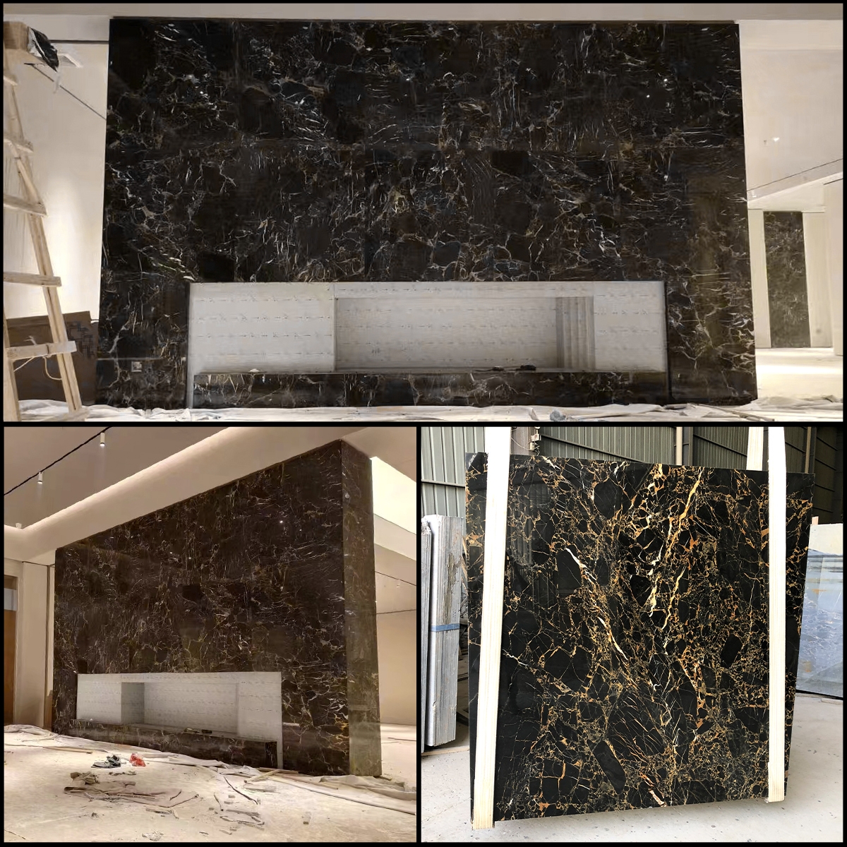 Athens Black Golden Flower Marble