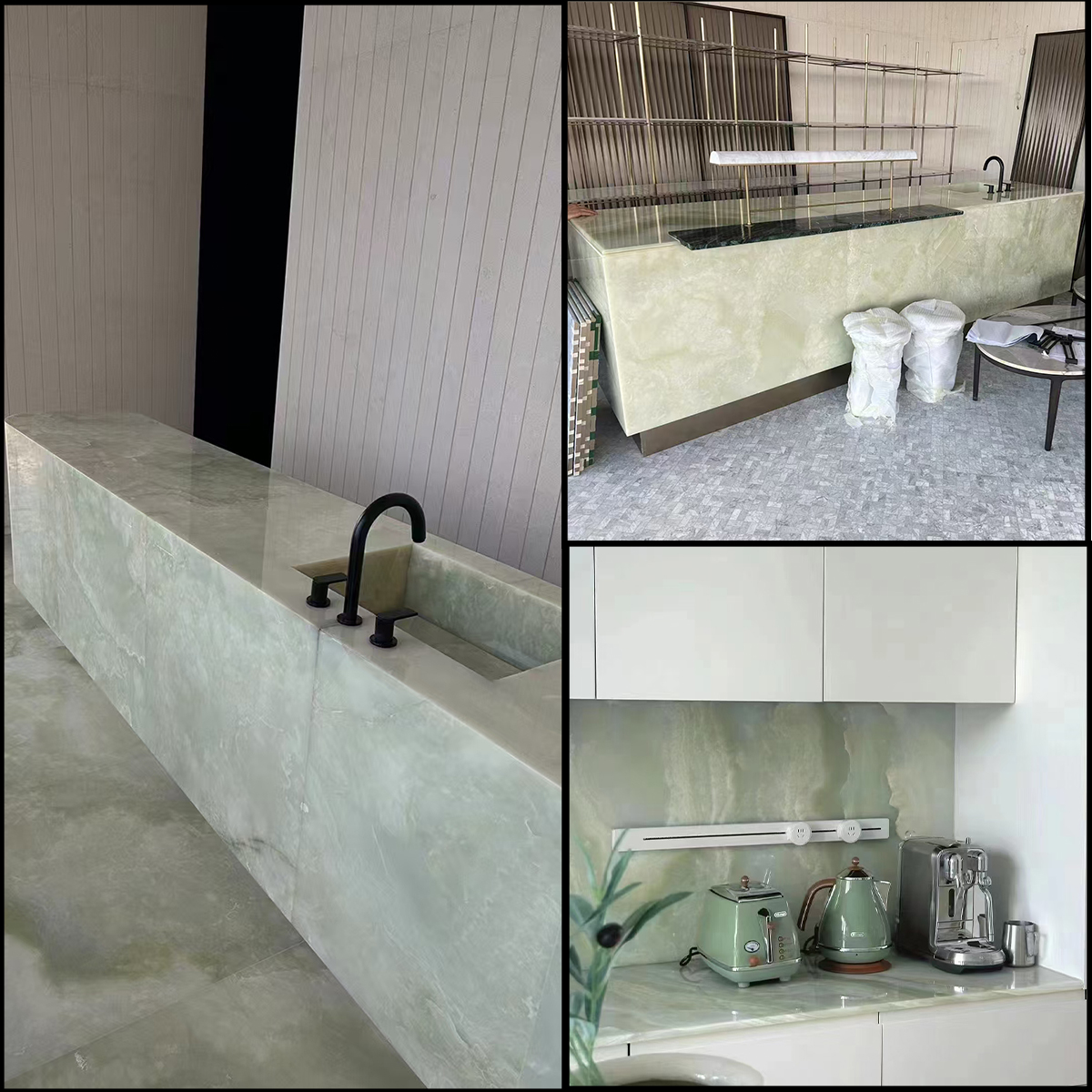 Cyan Green Onyx slab for vanity, wall and island