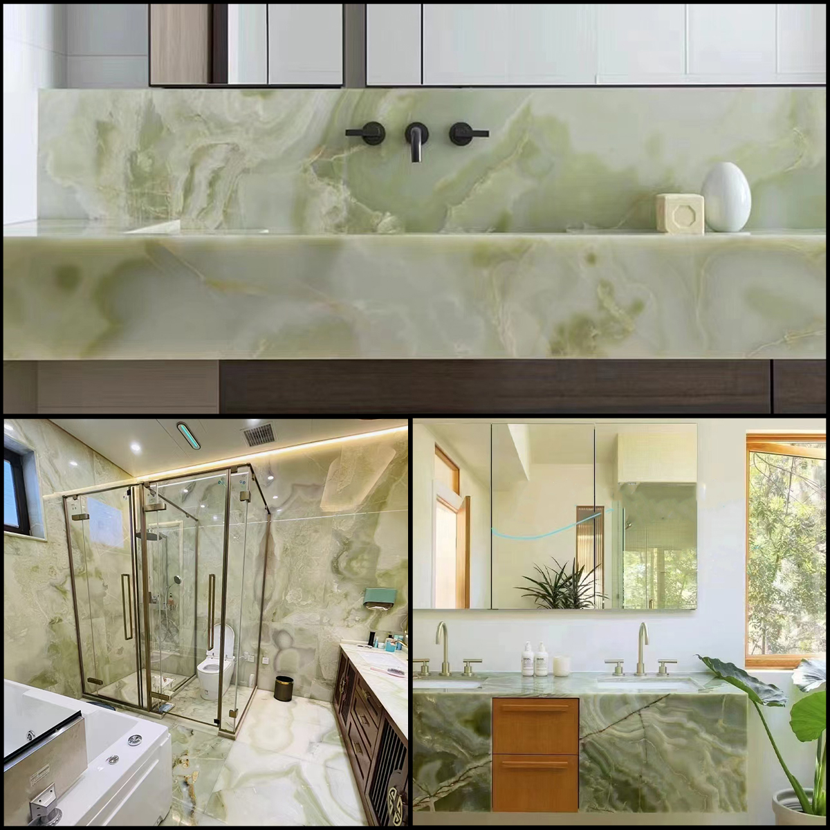 Cyan Green Onyx slab for vanity, wall and island