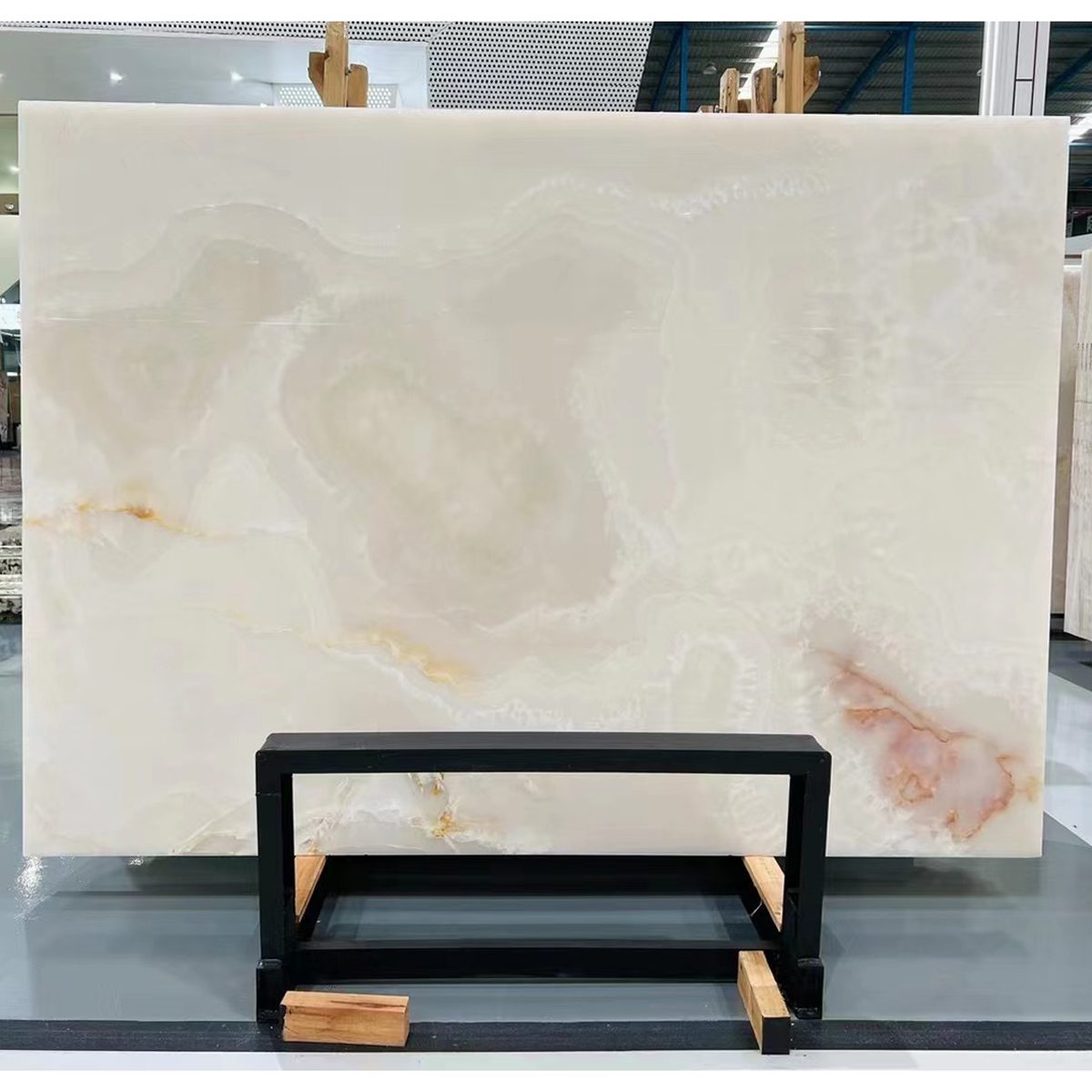 Ice White Onyx slab for lobby, wall and handcraft