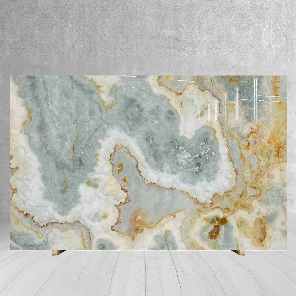 Natural Golden Blue Onyx Slab For House Decor Ba