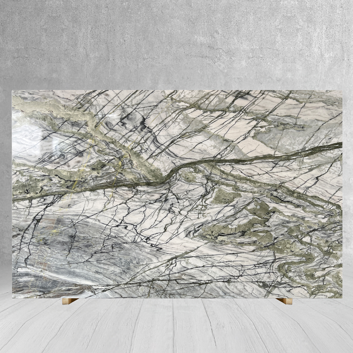 Natual Luxury Calactta Verde Green Marble Slab For Kitchen C