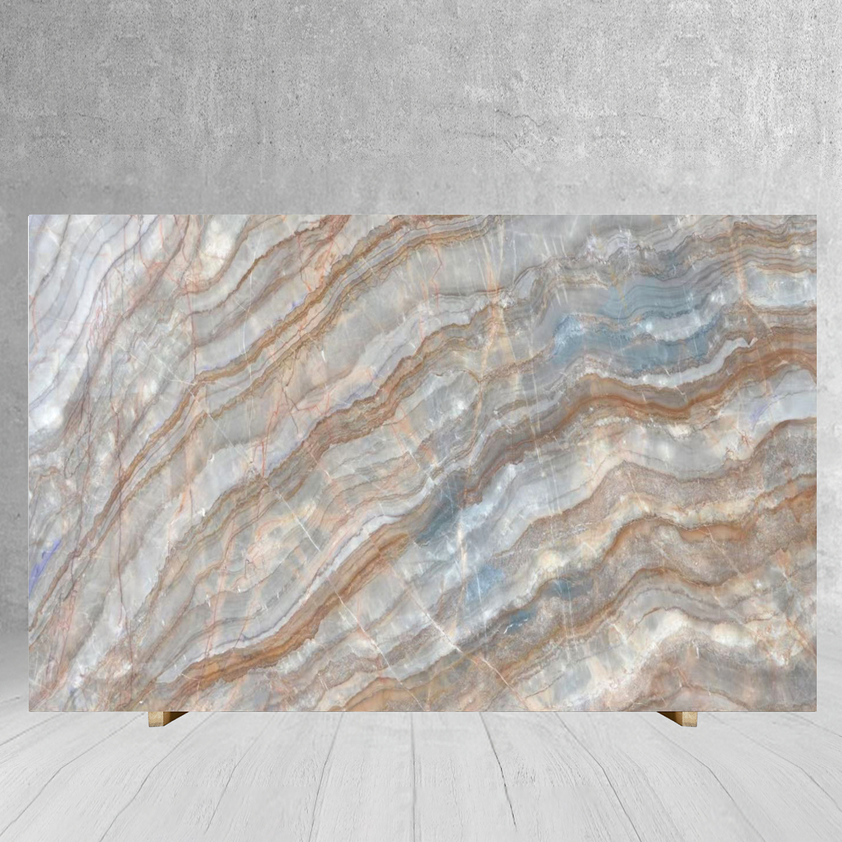Luxury Customize Size Blue Impression Marble Slab For Wall D
