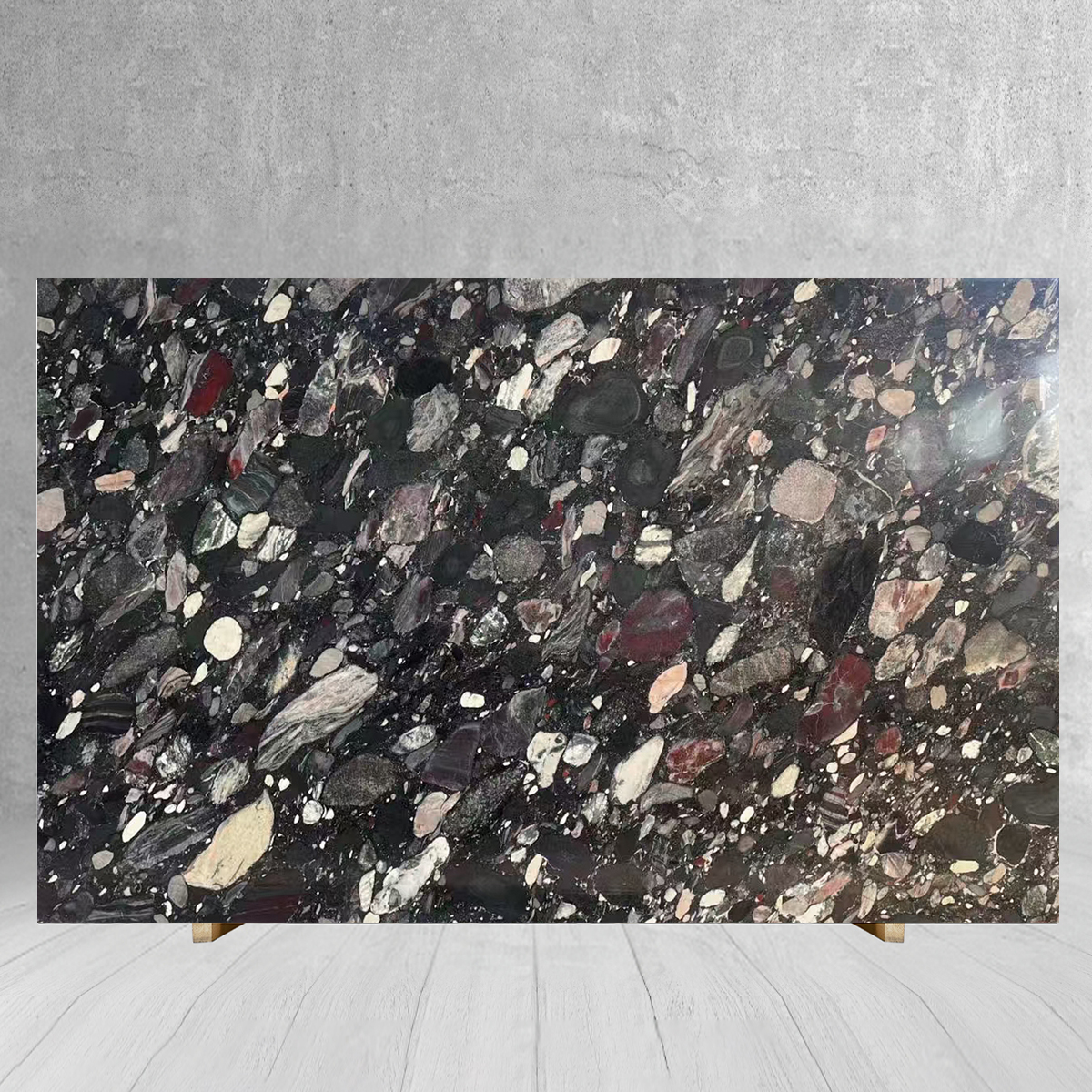 Customize Size Night Star Natural Marble Slab For Bathroom L