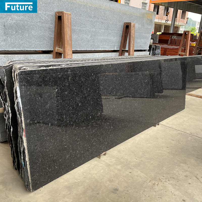 Angola Black Granite Slab For Kitchen Island, Countertop, Ba