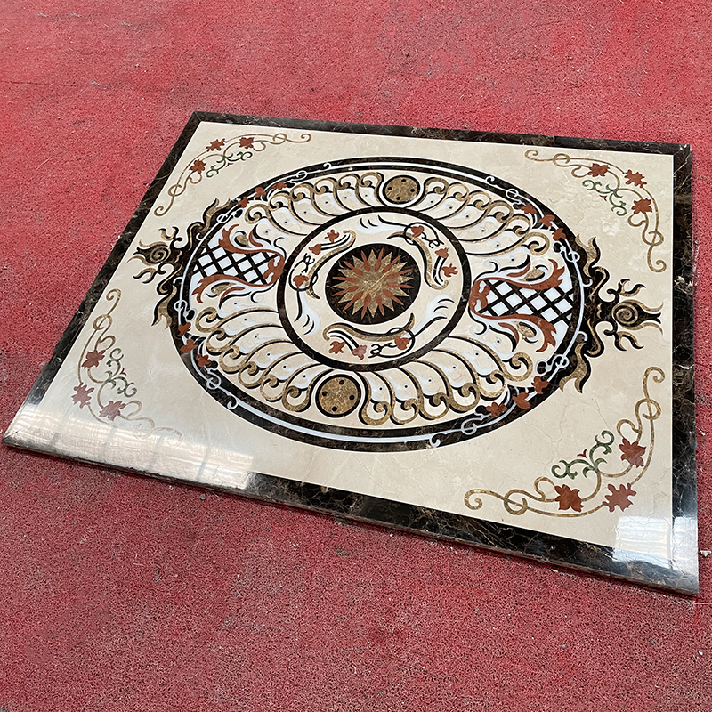 Luxury Modern Design Rectangular Marble Water Jet Medallion 