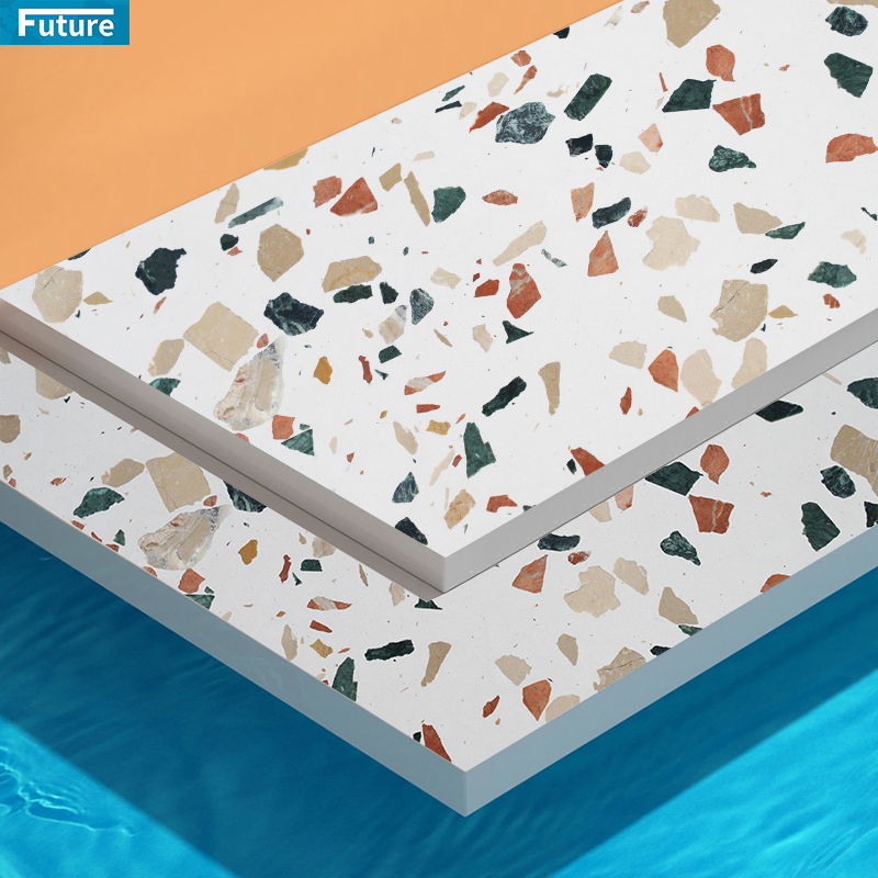 Pure white terrazzo tiles