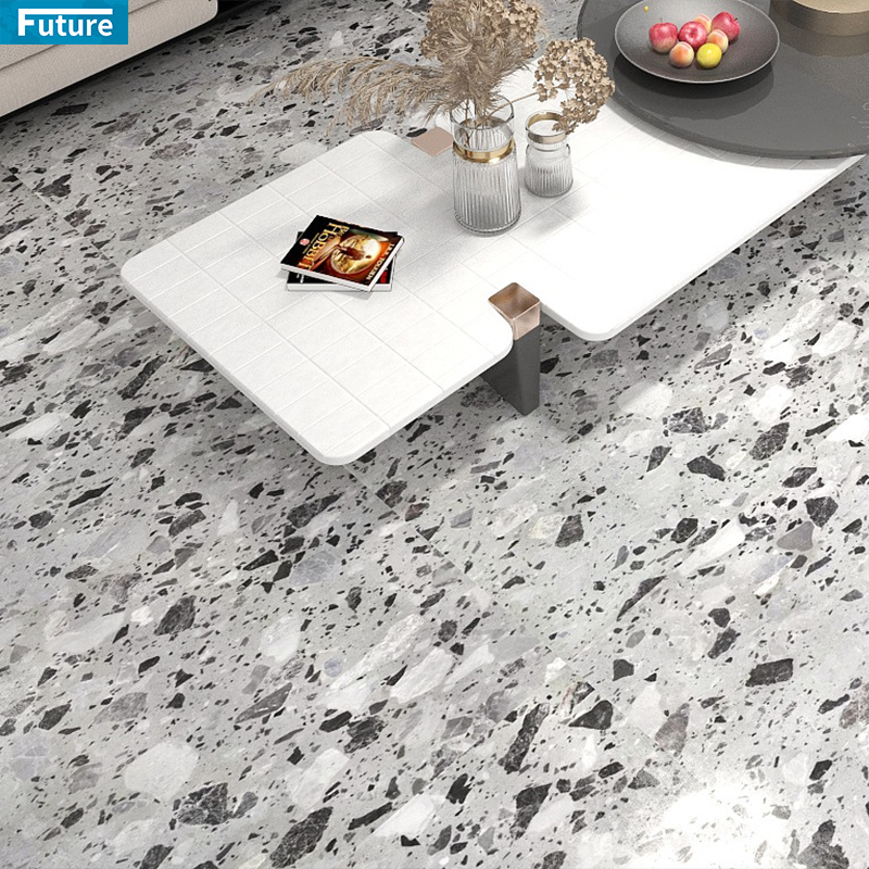 Pure white terrazzo tiles