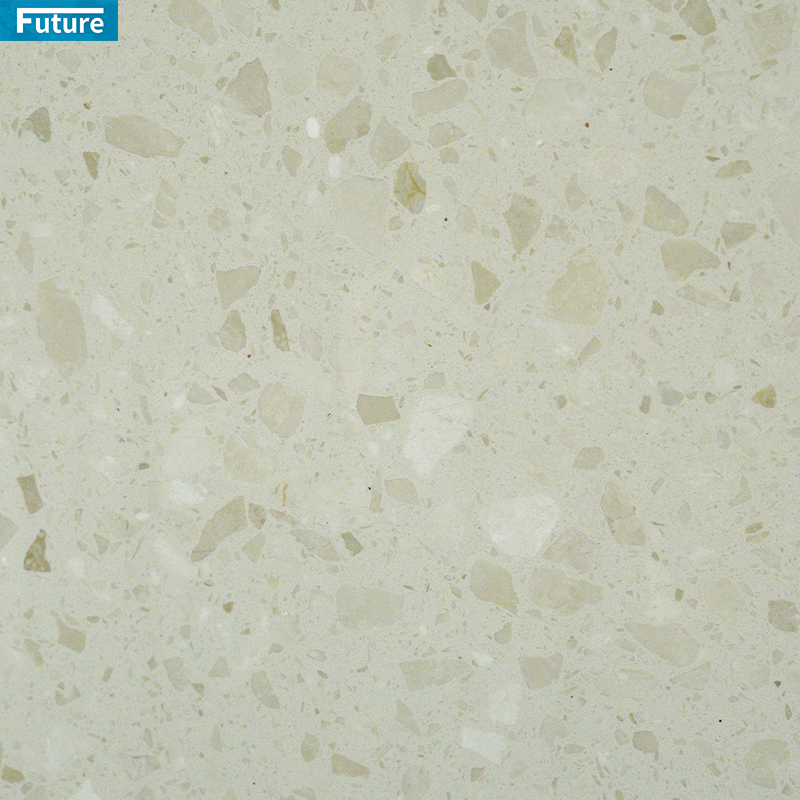 Light green terrazzo tile photos for interior flooring, wall panels, kitchen countertops, aggregate approval and export packing.