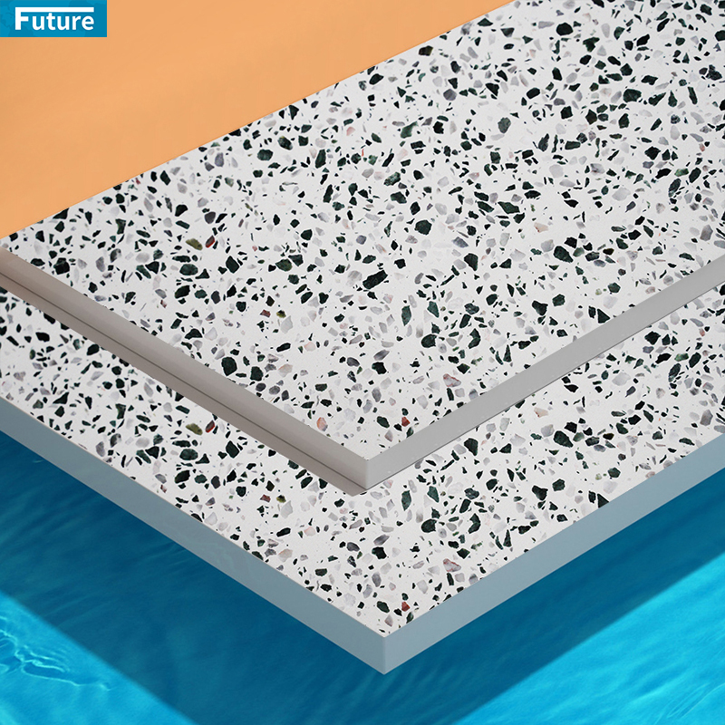 Luxury Artificial White Terrazzo Tile With Grey 