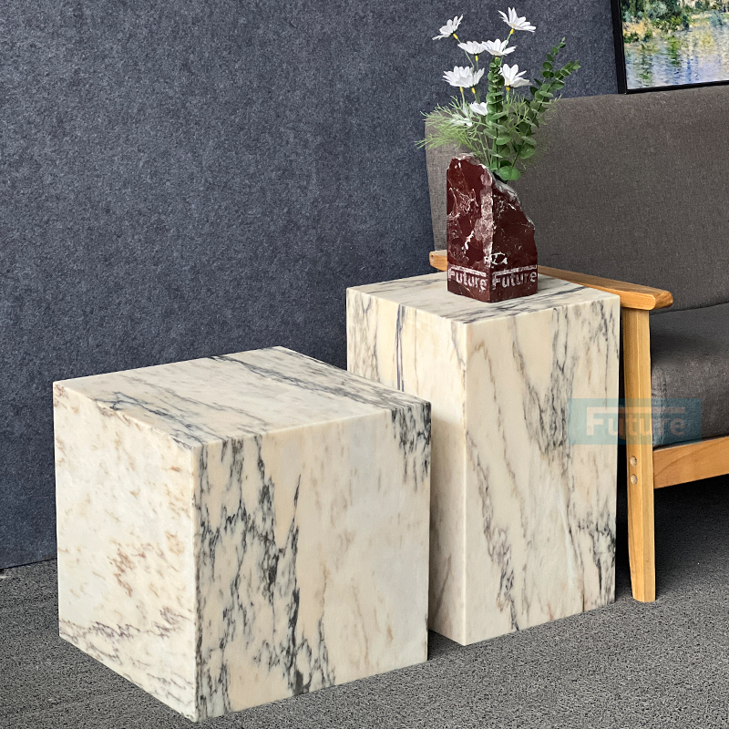 Luxury Modern Style Tall Calacatta Side Table For Home Decor