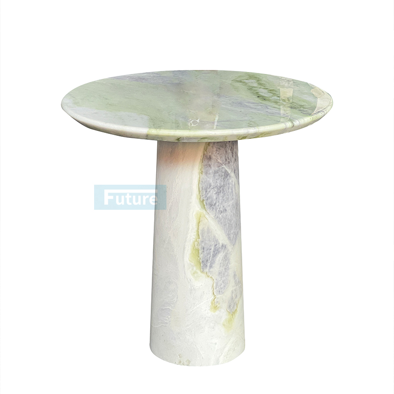 green marble side table