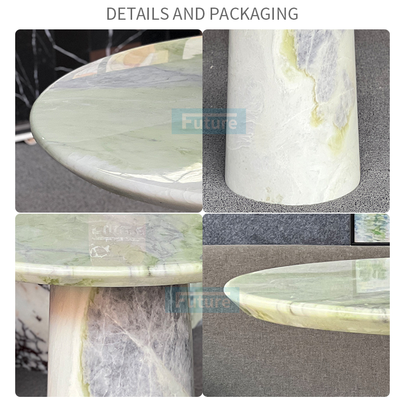 green marble side table