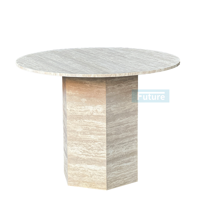 beige travertine dining table