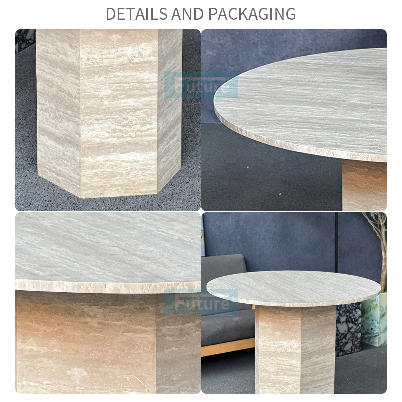 beige travertine dining table