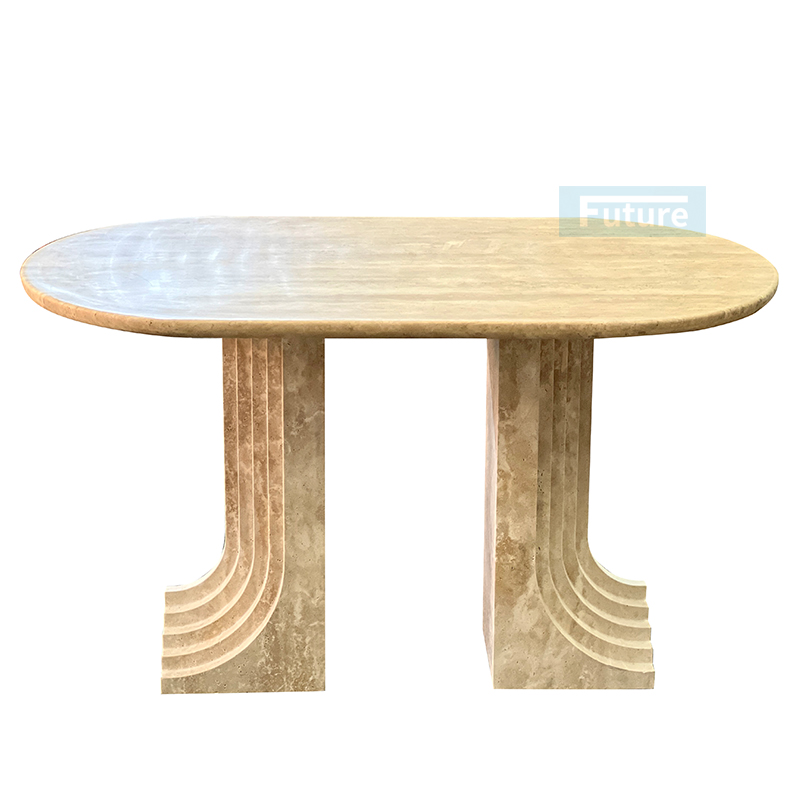 Beige Travertine Dining Table