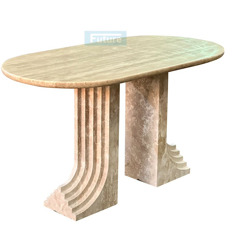 Beige Travertine Dining Table