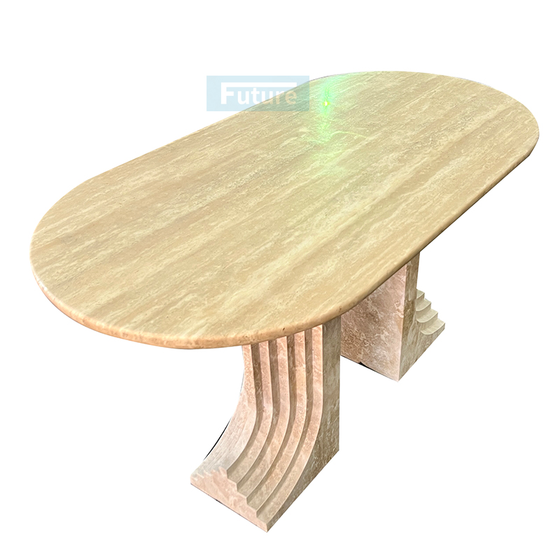 Beige Travertine Dining Table