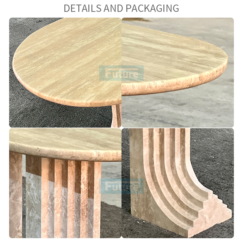 Beige Travertine Dining Table