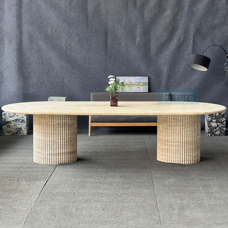 Beige Travertine Dining Table