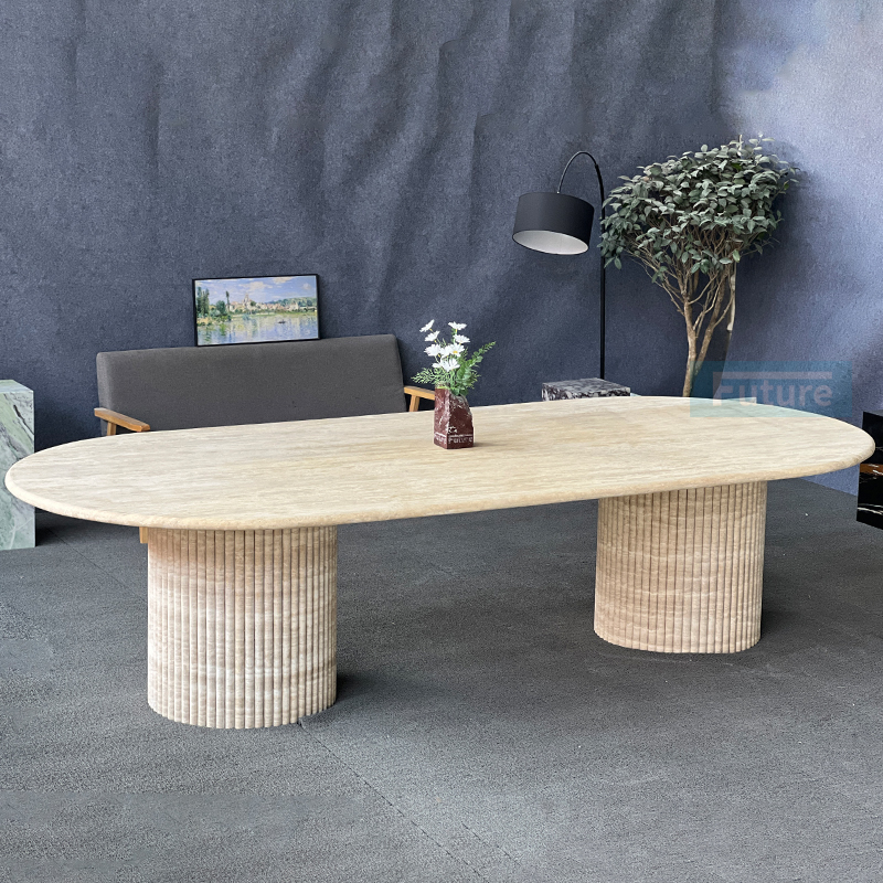 Beige Travertine Dining Table