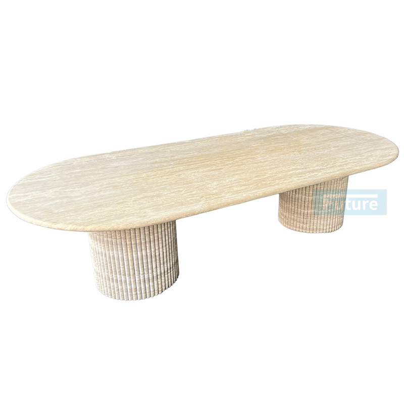 Beige Travertine Dining Table