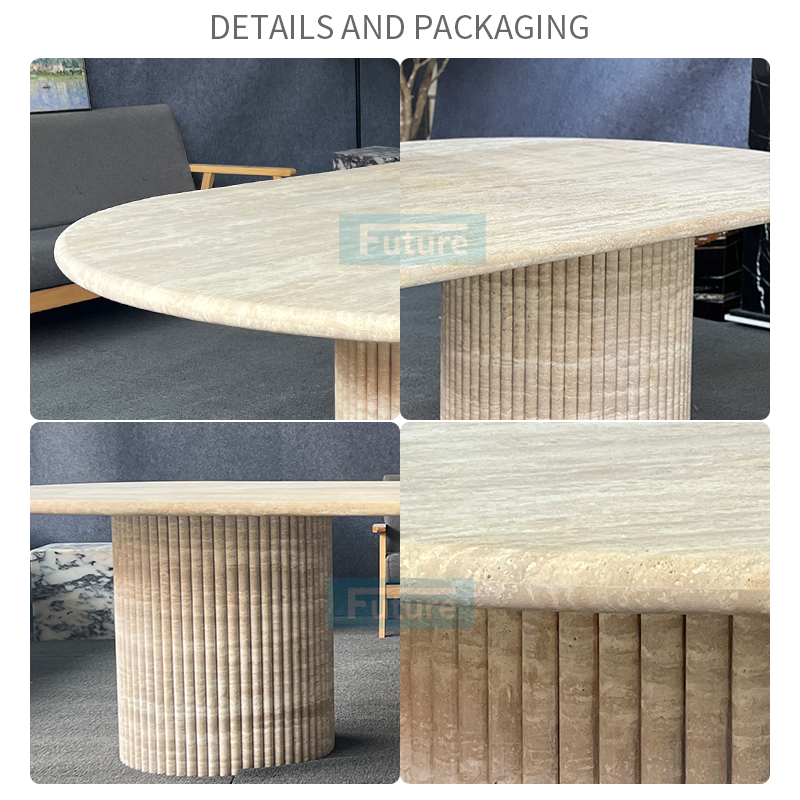 Beige Travertine Dining Table