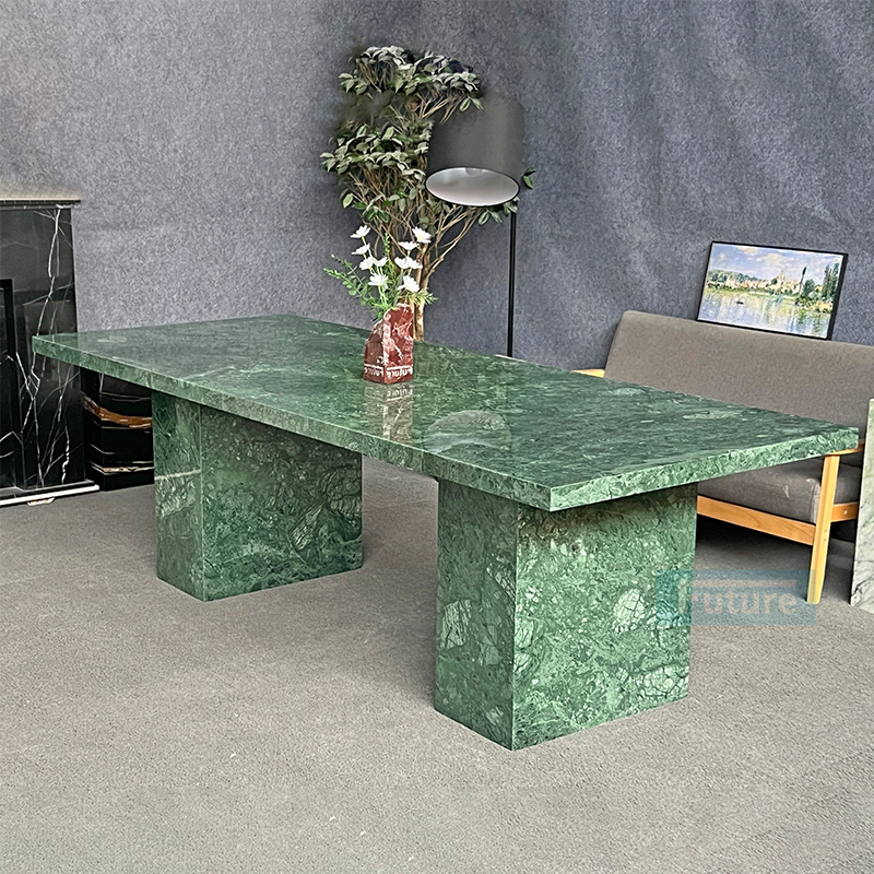 Luxury Modern Style India Verde Green Marble Dining Table Fo
