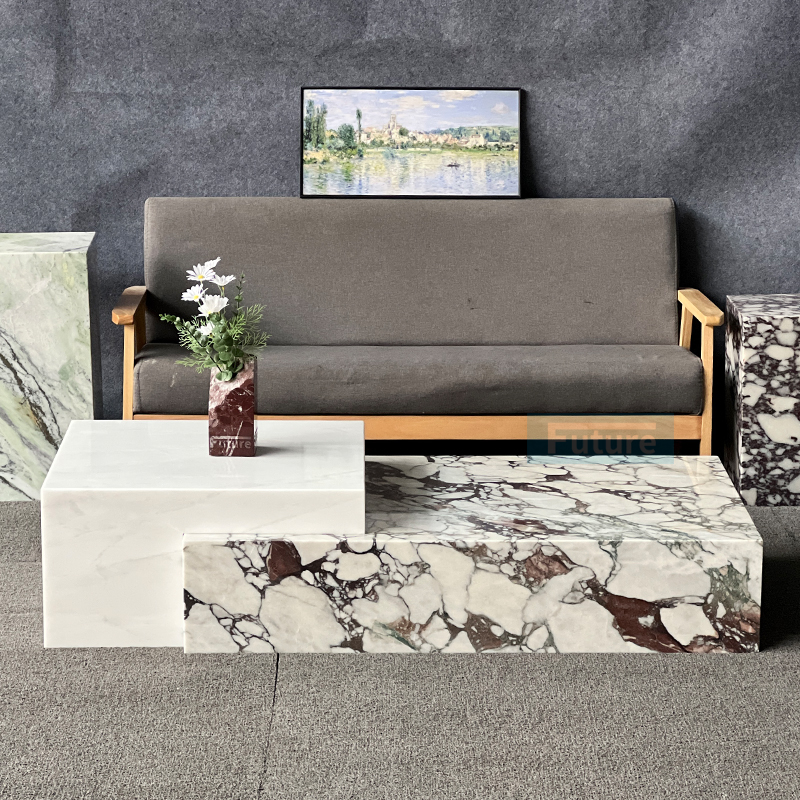 Calacatta Viola And Ice Onyx Marble Coffee Table