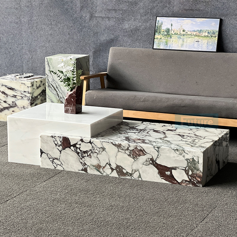 Luxury Modern Style Calacatta Viola And Ice Onyx Marble Coff