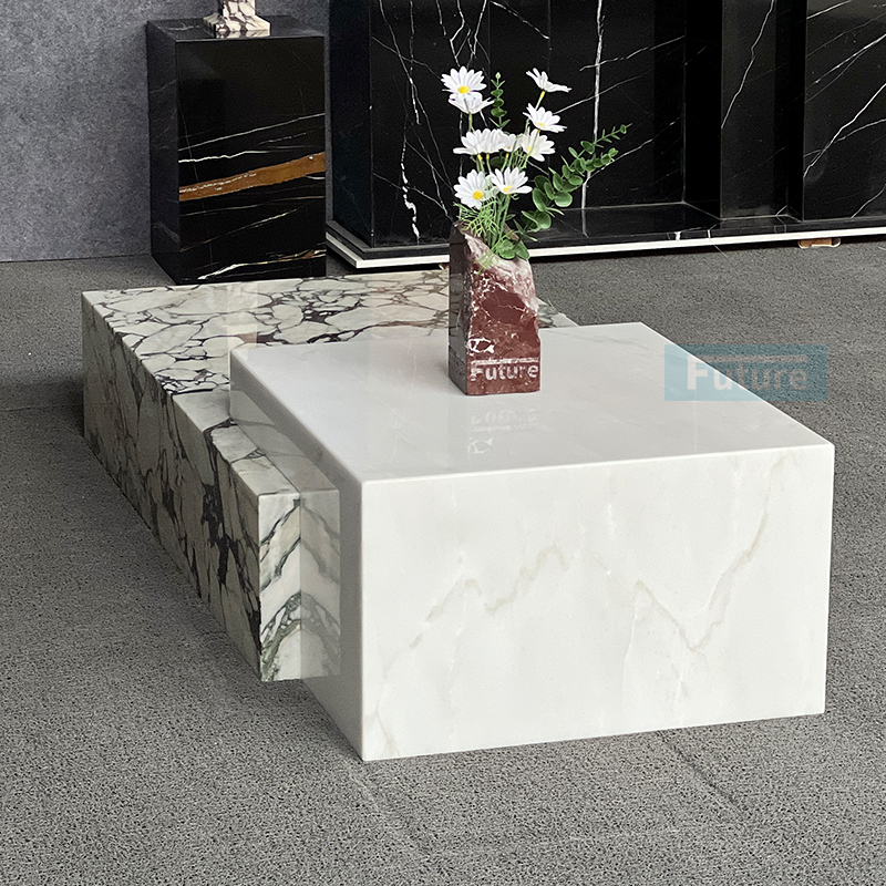 Calacatta Viola And Ice Onyx Marble Coffee Table