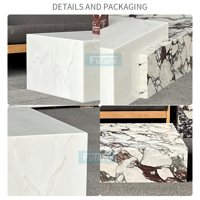 Calacatta Viola And Ice Onyx Marble Coffee Table
